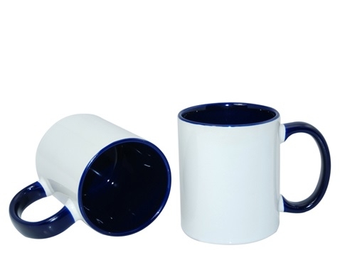 KUBEK ceramiczny z nadrukiem, kolorowe ucho i wnętrze 