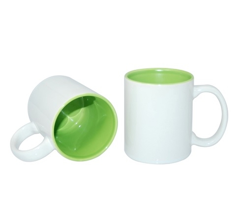 KUBEK ceramiczny z nadrukiem i z kolorowym wnętrzem 