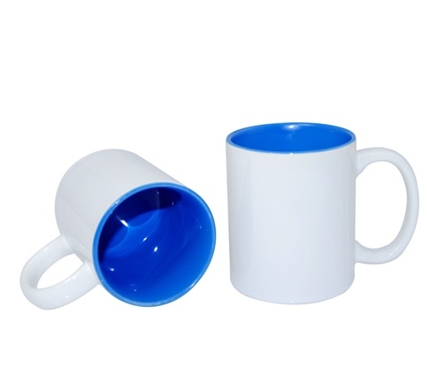 KUBEK ceramiczny z nadrukiem i z kolorowym wnętrzem 