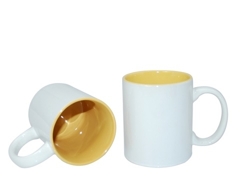 KUBEK ceramiczny z nadrukiem i z kolorowym wnętrzem 