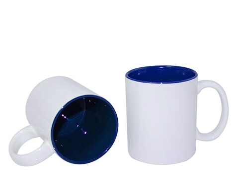 KUBEK ceramiczny z nadrukiem i z kolorowym wnętrzem 