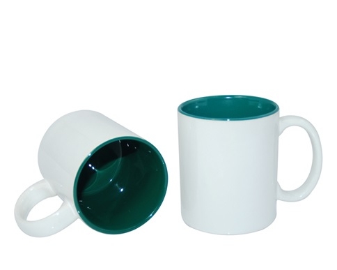 KUBEK ceramiczny z nadrukiem i z kolorowym wnętrzem 