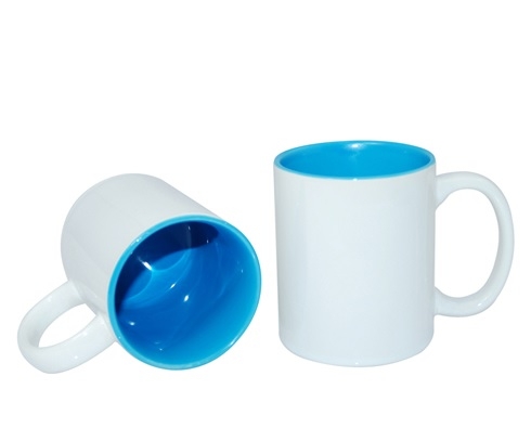 KUBEK ceramiczny z nadrukiem i z kolorowym wnętrzem 