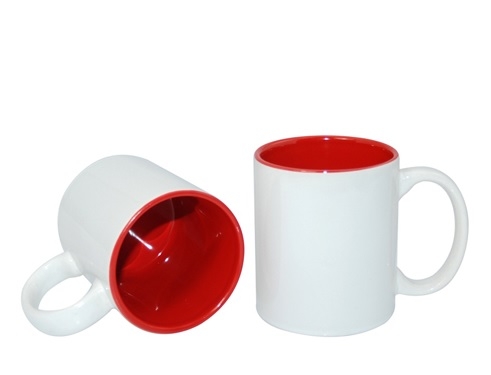 KUBEK ceramiczny z nadrukiem i z kolorowym wnętrzem 