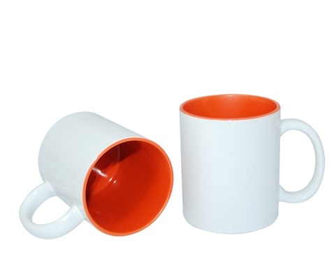 KUBEK ceramiczny z nadrukiem i z kolorowym wnętrzem 