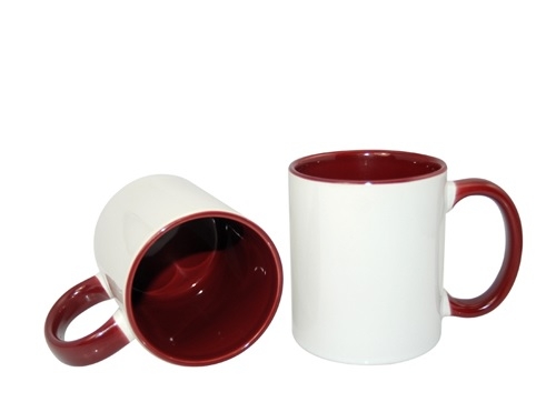 KUBEK ceramiczny z nadrukiem, kolorowe ucho i wnętrze 