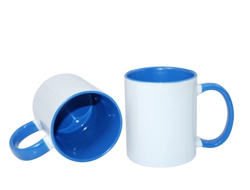 KUBEK ceramiczny z nadrukiem, kolorowe ucho i wnętrze 