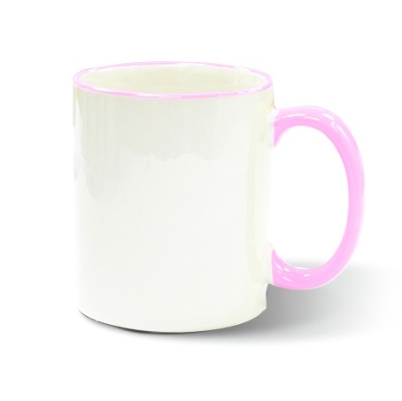 KUBEK ceramiczny z nadrukiem i kolorowym uchem B11